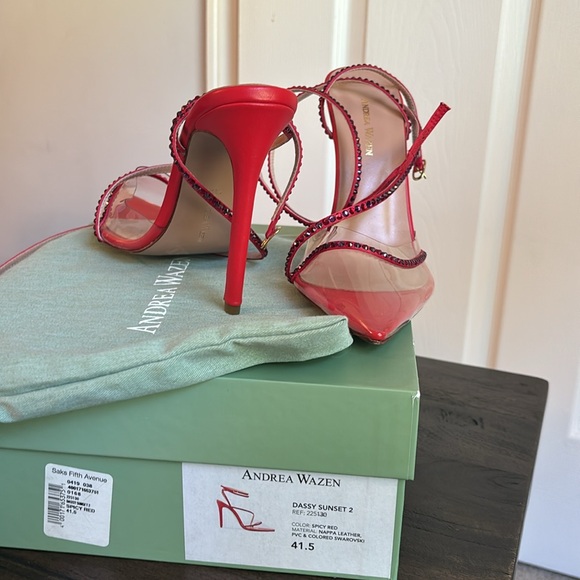 Brand new Andrea Wazen red crystal embellished stilettos - Picture 3 of 8